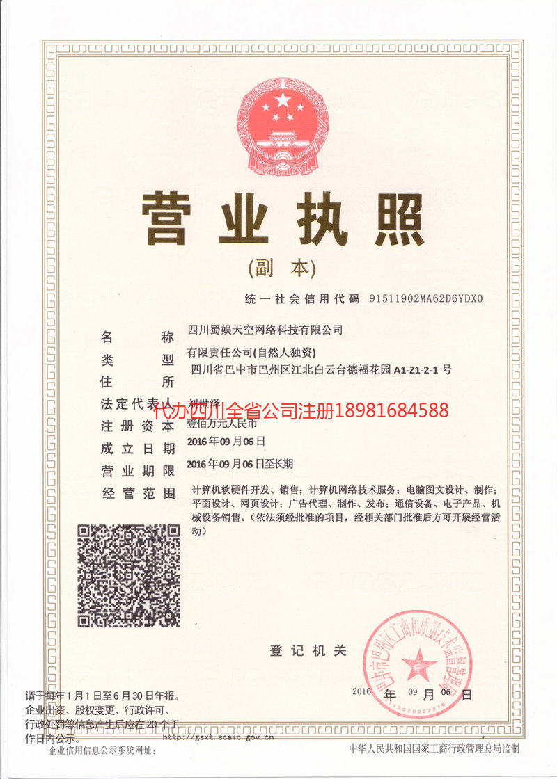 广水广水蜀娱天空网络科技有限公司